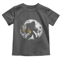 Bigfoot with Morel Mushroom Toddler T Shirt Sasquatch Fungi Full Moon Silhouette Graphic