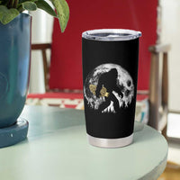 Bigfoot with Morel Mushroom Tumbler Cup Sasquatch Fungi Full Moon Silhouette Graphic