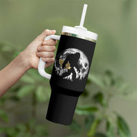 Bigfoot with Morel Mushroom Tumbler With Handle Sasquatch Fungi Full Moon Silhouette Graphic