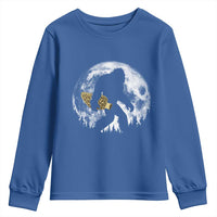 Bigfoot with Morel Mushroom Youth Sweatshirt Sasquatch Fungi Full Moon Silhouette Graphic