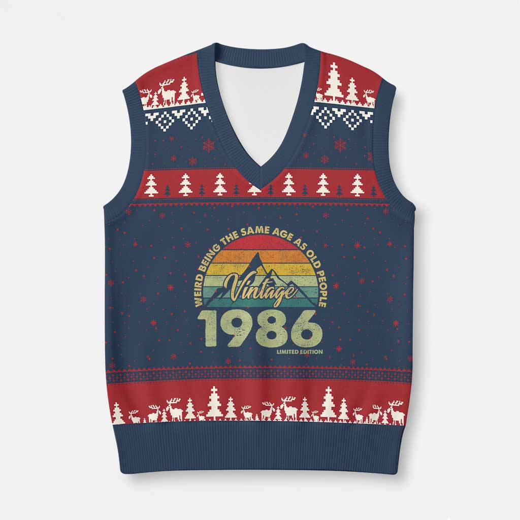 40th Birthday V-Neck Knit Sweater Vest Vintage 1986 Weird Being the Same Age as Old People 40 Year Old Gift