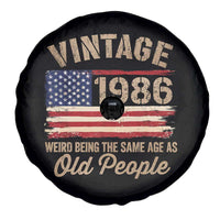 40th Birthday Spare Tire Cover Vintage 1986 Weird Being the Same Age as Old People USA Flag