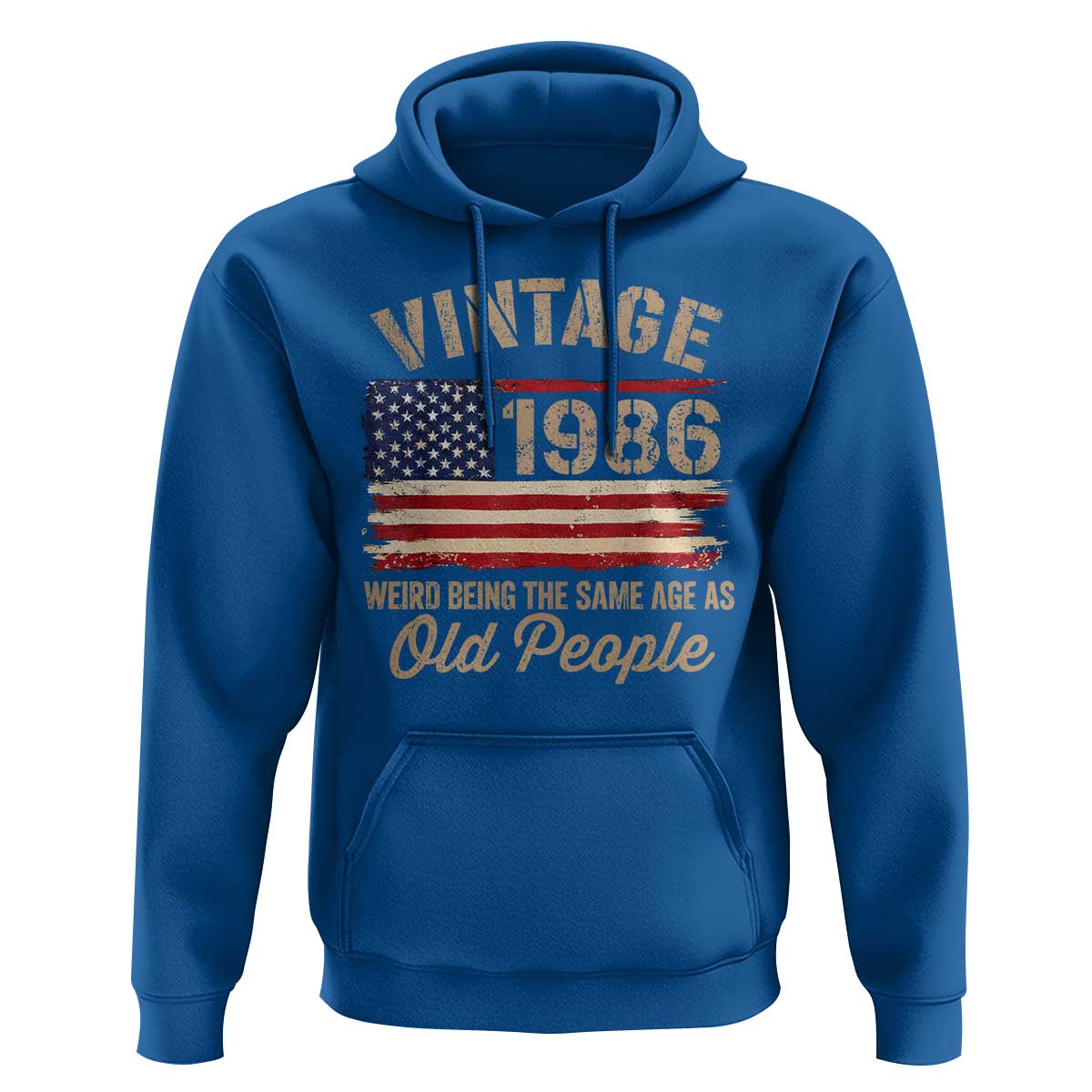 40th Birthday Hoodie Vintage 1986 Weird Being the Same Age as Old People USA Flag