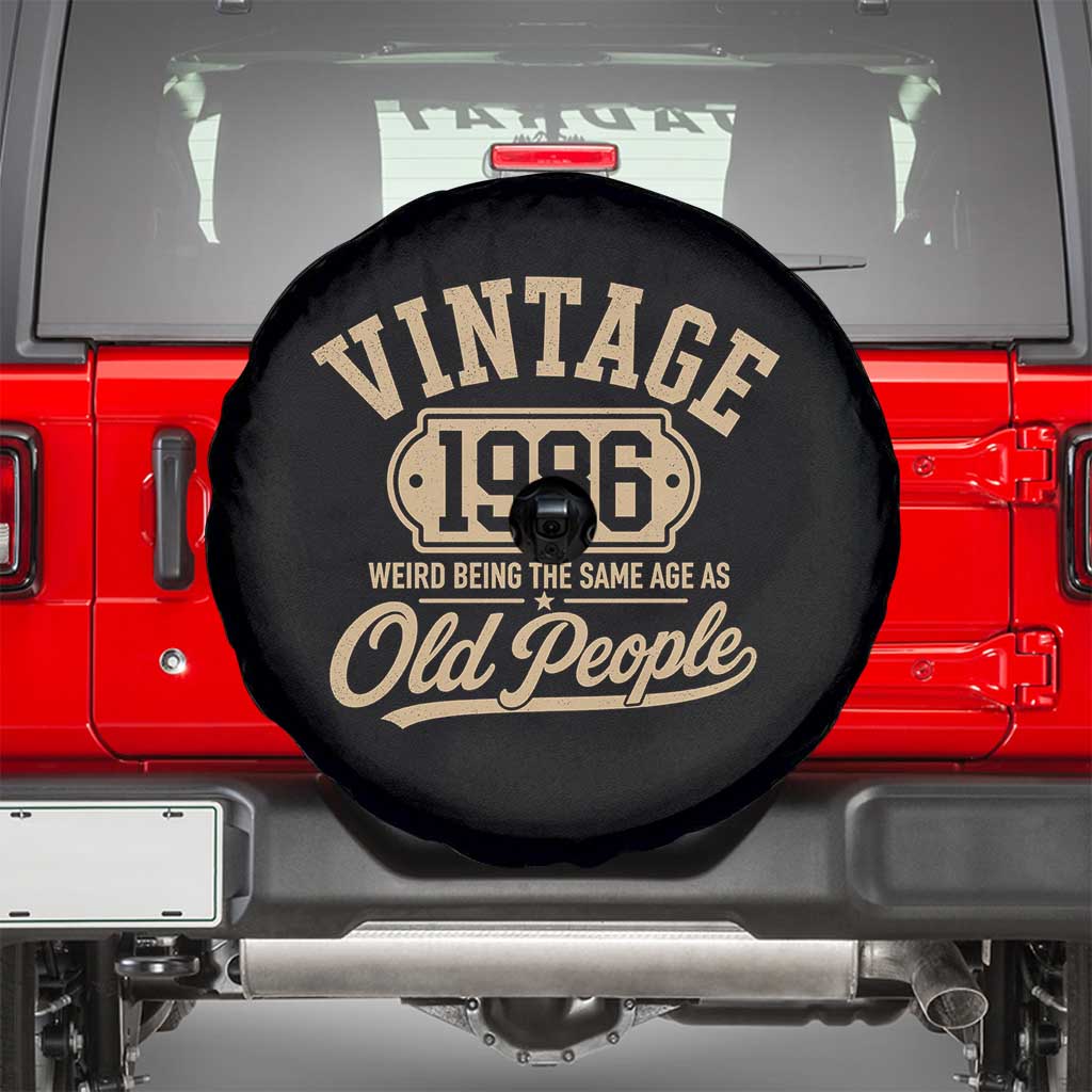 40th Birthday Spare Tire Cover Vintage 1986 40 Year Old Gift Weird Being the Same Age as Old People