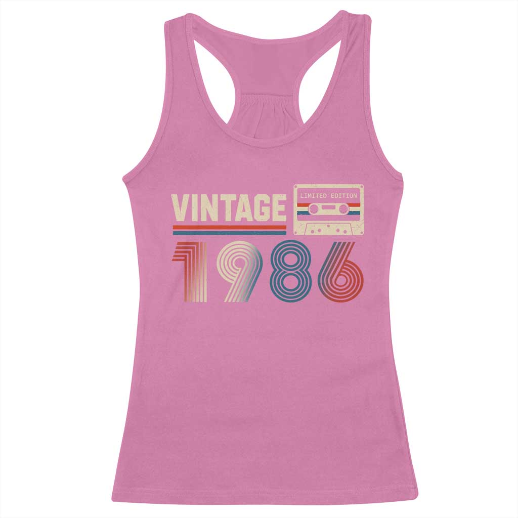 Vintage 1986 40th Birthday Gifts Racerback Tank Top 40 Year Old Favors