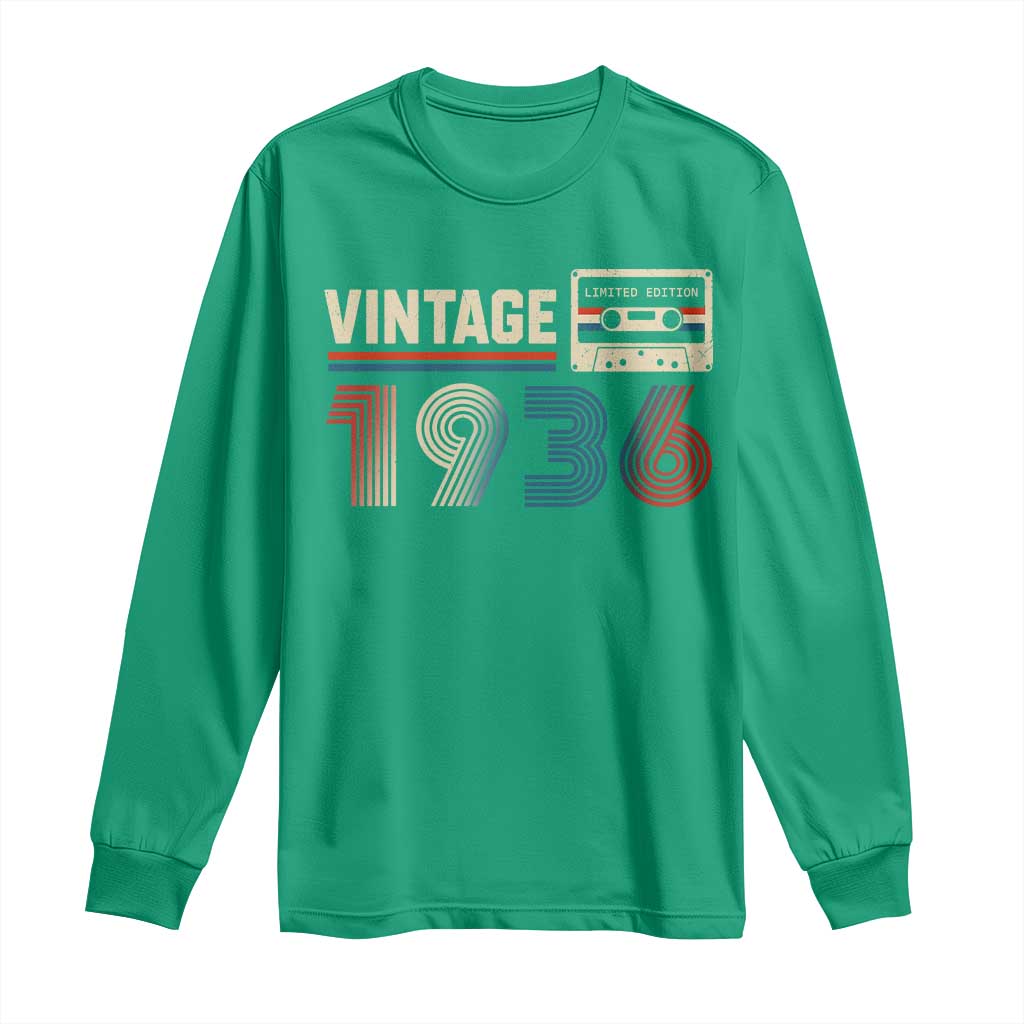 Vintage 1936 90th Birthday Gifts Long Sleeve Shirt 90 Year Old Favors