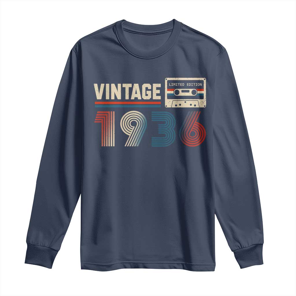 Vintage 1936 90th Birthday Gifts Long Sleeve Shirt 90 Year Old Favors