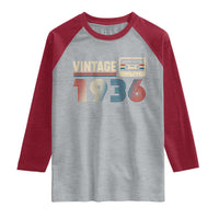 Vintage 1936 90th Birthday Gifts Raglan Shirt 90 Year Old Favors