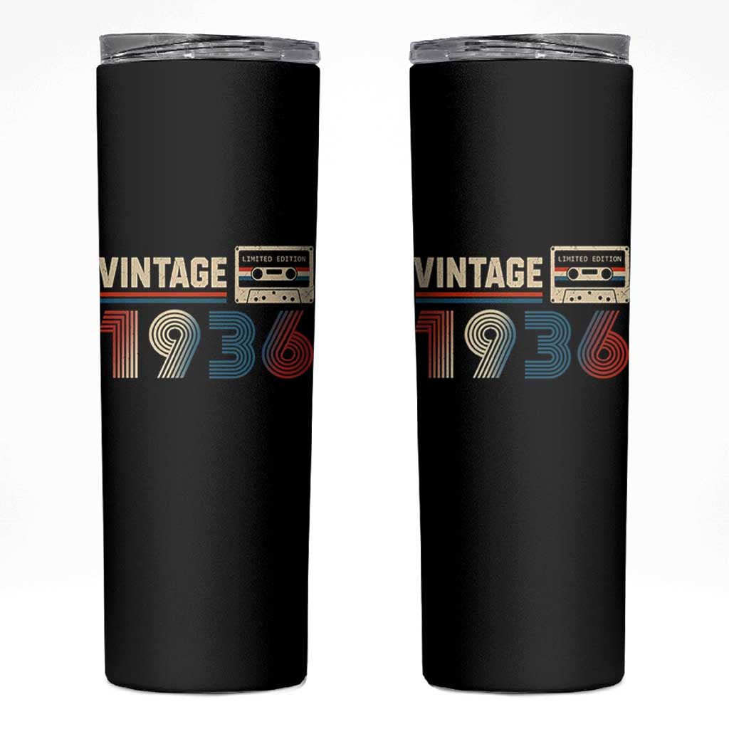 Vintage 1936 90th Birthday Gifts Skinny Tumbler 90 Year Old Favors