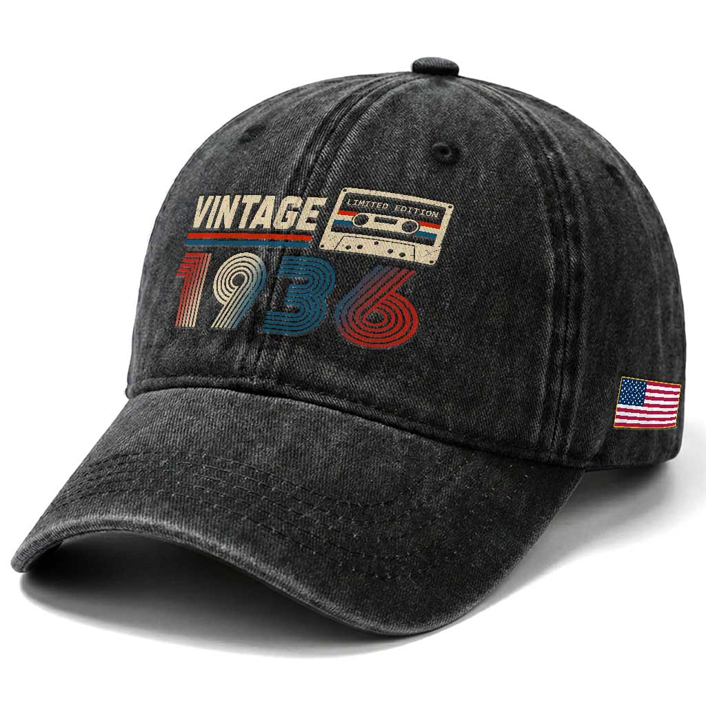 Vintage 1936 90th Birthday Gifts Washed Cotton Baseball Cap 90 Year Old Favors