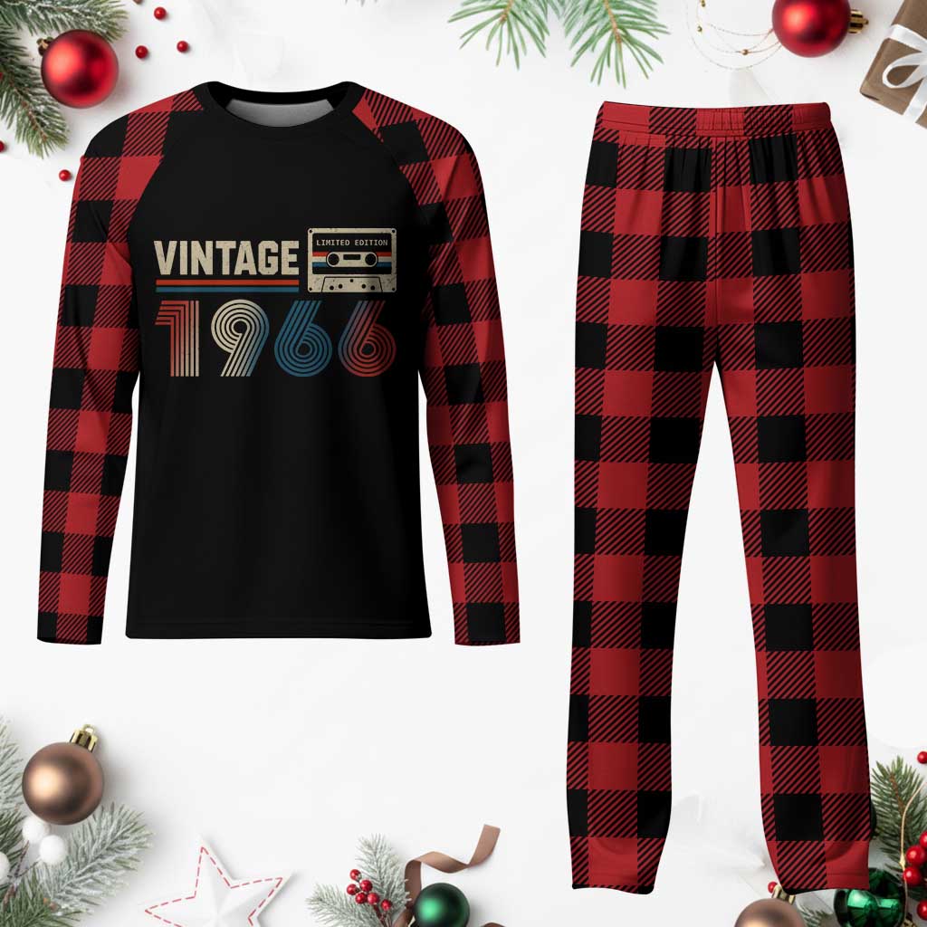 Vintage 1966 60th Birthday Gifts Plaid Pajama Set 60 Year Old Favors