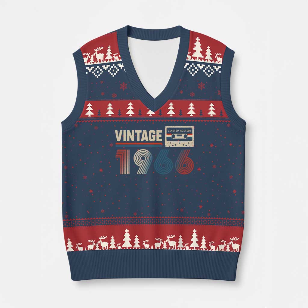 Vintage 1966 60th Birthday Gifts V-Neck Knit Sweater Vest 60 Year Old Favors