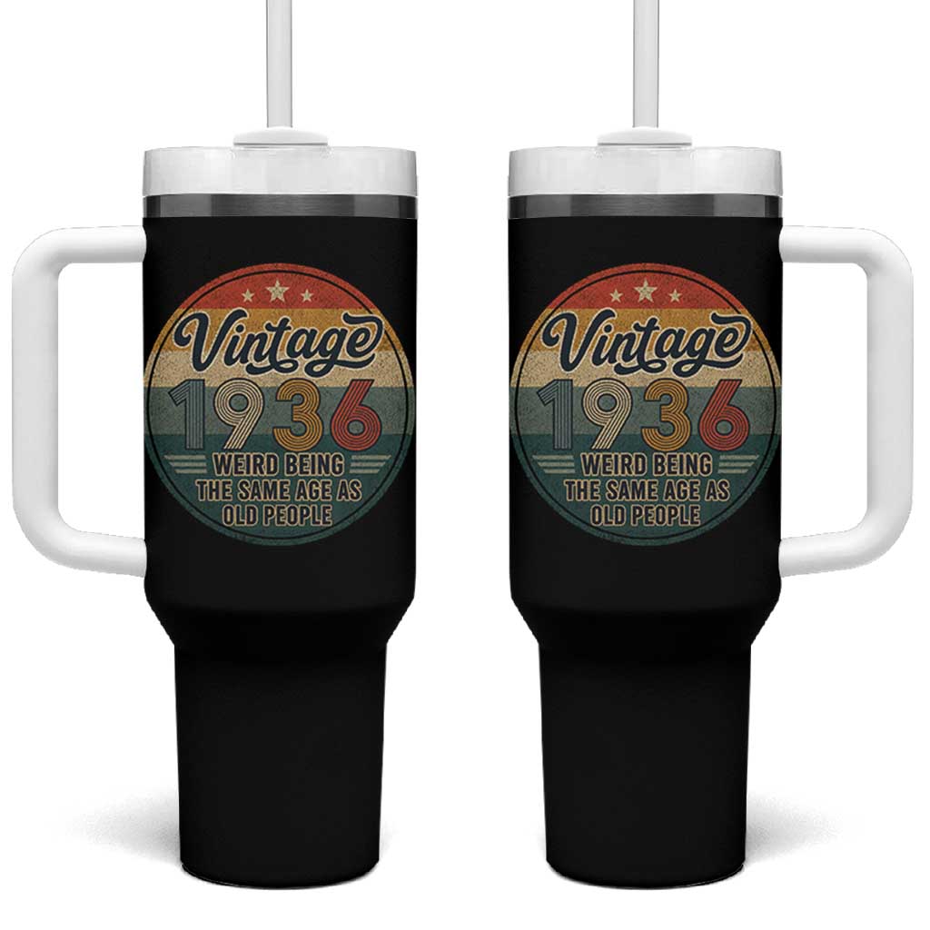 Vintage 1936 90th Birthday Tumbler With Handle 90 Year Old Gift Weird Being the Same Age as Old People