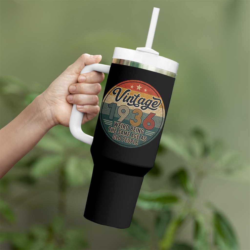Vintage 1936 90th Birthday Tumbler With Handle 90 Year Old Gift Weird Being the Same Age as Old People