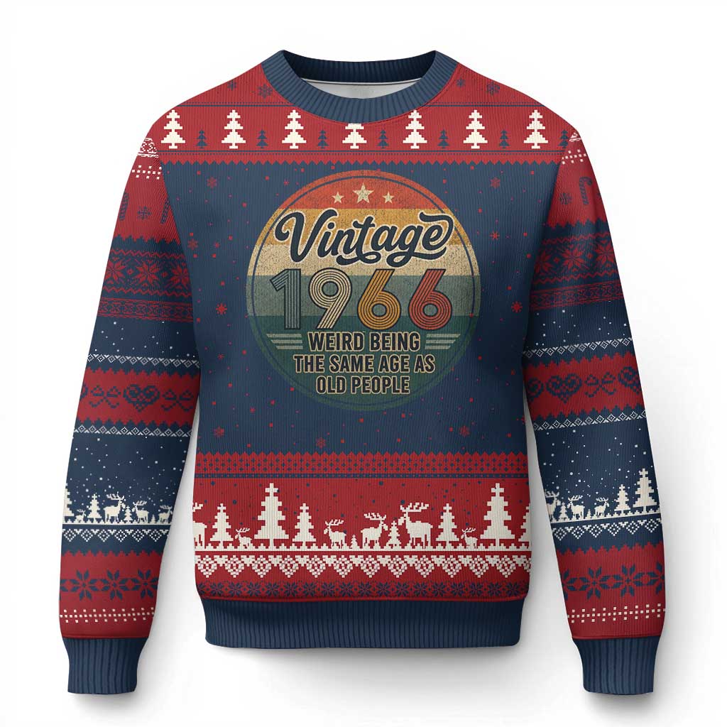 Vintage 1966 60th Birthday Ugly Christmas Sweater 60 Year Old Gift Weird Being the Same Age as Old People