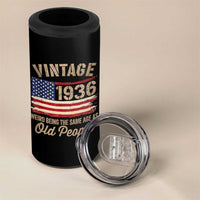 90th Birthday 4 in 1 Can Cooler Tumbler Vintage 1936 Weird Being the Same Age as Old People USA Flag