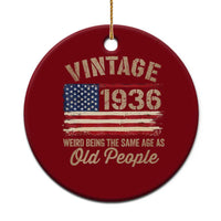 90th Birthday Ceramic Ornament Vintage 1936 Weird Being the Same Age as Old People USA Flag
