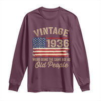 90th Birthday Long Sleeve Shirt Vintage 1936 Weird Being the Same Age as Old People USA Flag