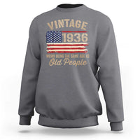 90th Birthday Sweatshirt Vintage 1936 Weird Being the Same Age as Old People USA Flag