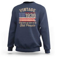 90th Birthday Sweatshirt Vintage 1936 Weird Being the Same Age as Old People USA Flag