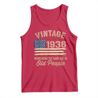 90th Birthday Tank Top Vintage 1936 Weird Being the Same Age as Old People USA Flag
