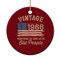 60th Birthday Ceramic Ornament Vintage 1966 Weird Being the Same Age as Old People USA Flag
