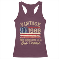 60th Birthday Racerback Tank Top Vintage 1966 Weird Being the Same Age as Old People USA Flag