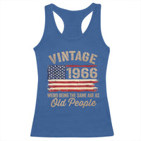60th Birthday Racerback Tank Top Vintage 1966 Weird Being the Same Age as Old People USA Flag