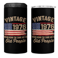 50th Birthday 4 in 1 Can Cooler Tumbler Vintage 1976 Weird Being the Same Age as Old People USA Flag