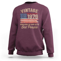 50th Birthday Sweatshirt Vintage 1976 Weird Being the Same Age as Old People USA Flag