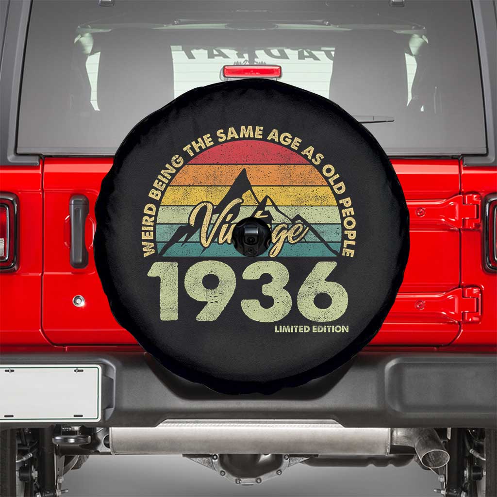 90th Birthday Spare Tire Cover Vintage 1936 Weird Being the Same Age as Old People 90 Year Old Gift