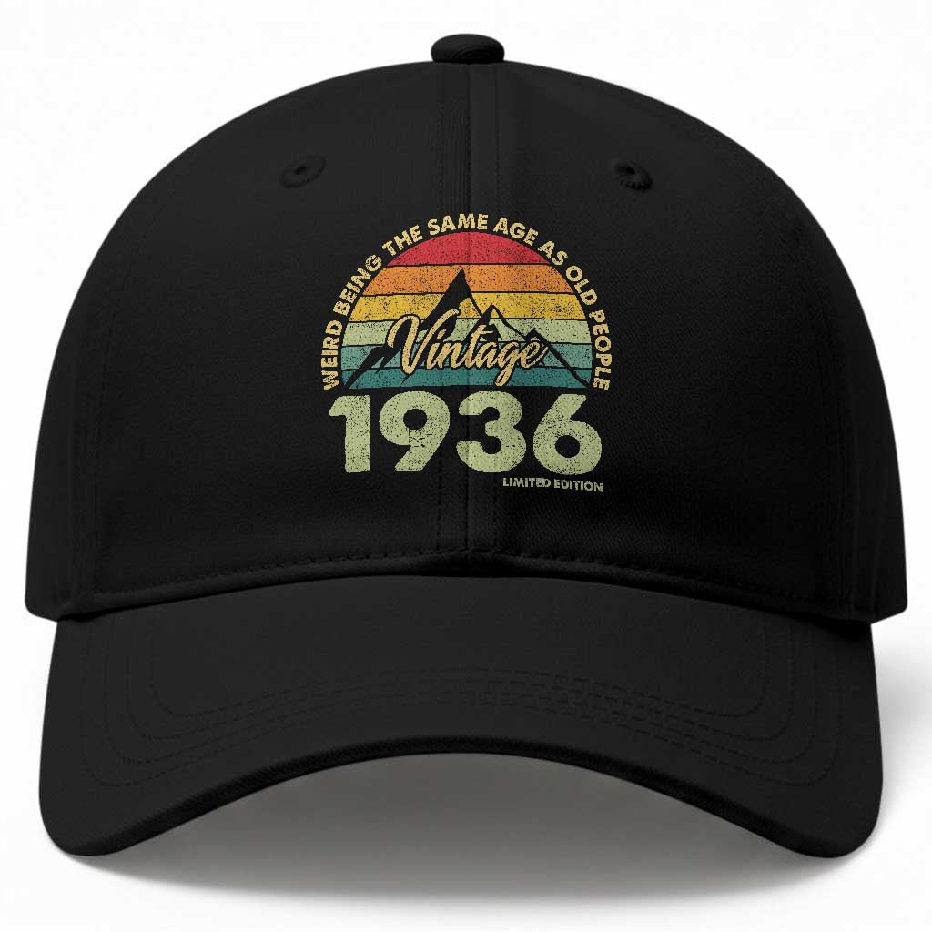 90th Birthday Baseball Cap Vintage 1936 Weird Being the Same Age as Old People 90 Year Old Gift