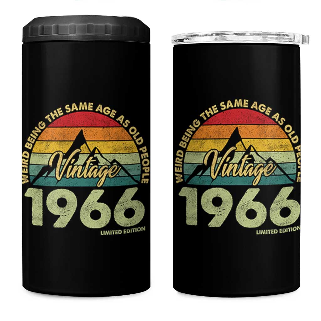 60th Birthday 4 in 1 Can Cooler Tumbler Vintage 1966 Weird Being the Same Age as Old People 60 Year Old Gift