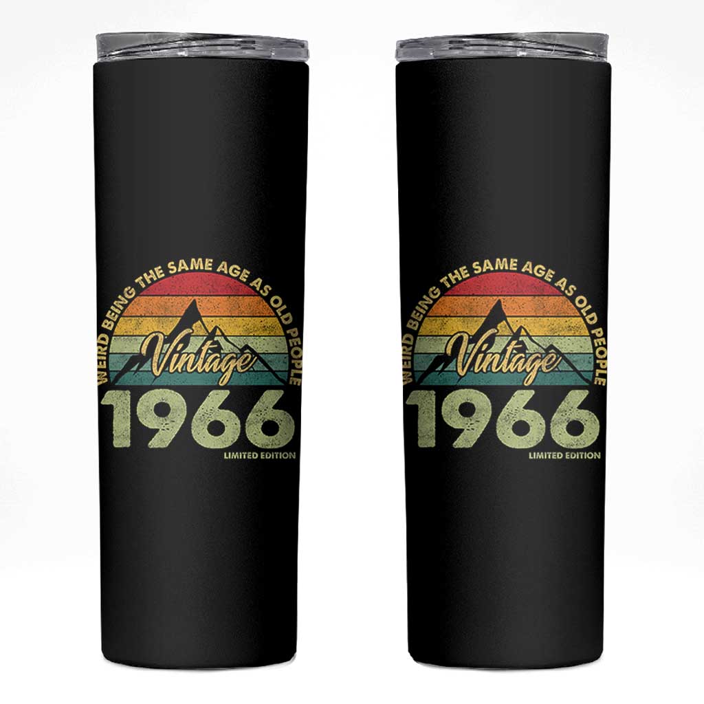 60th Birthday Skinny Tumbler Vintage 1966 Weird Being the Same Age as Old People 60 Year Old Gift