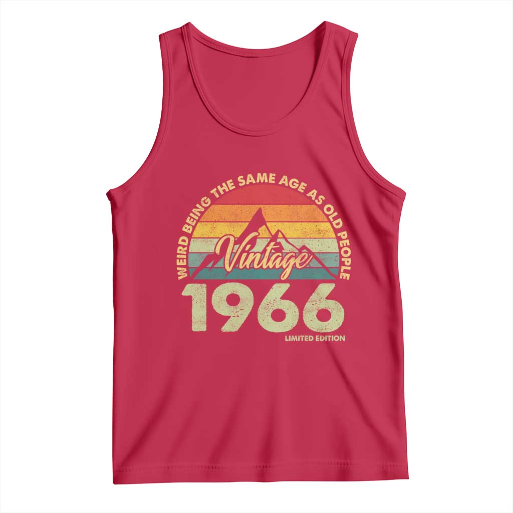 60th Birthday Tank Top Vintage 1966 Weird Being the Same Age as Old People 60 Year Old Gift