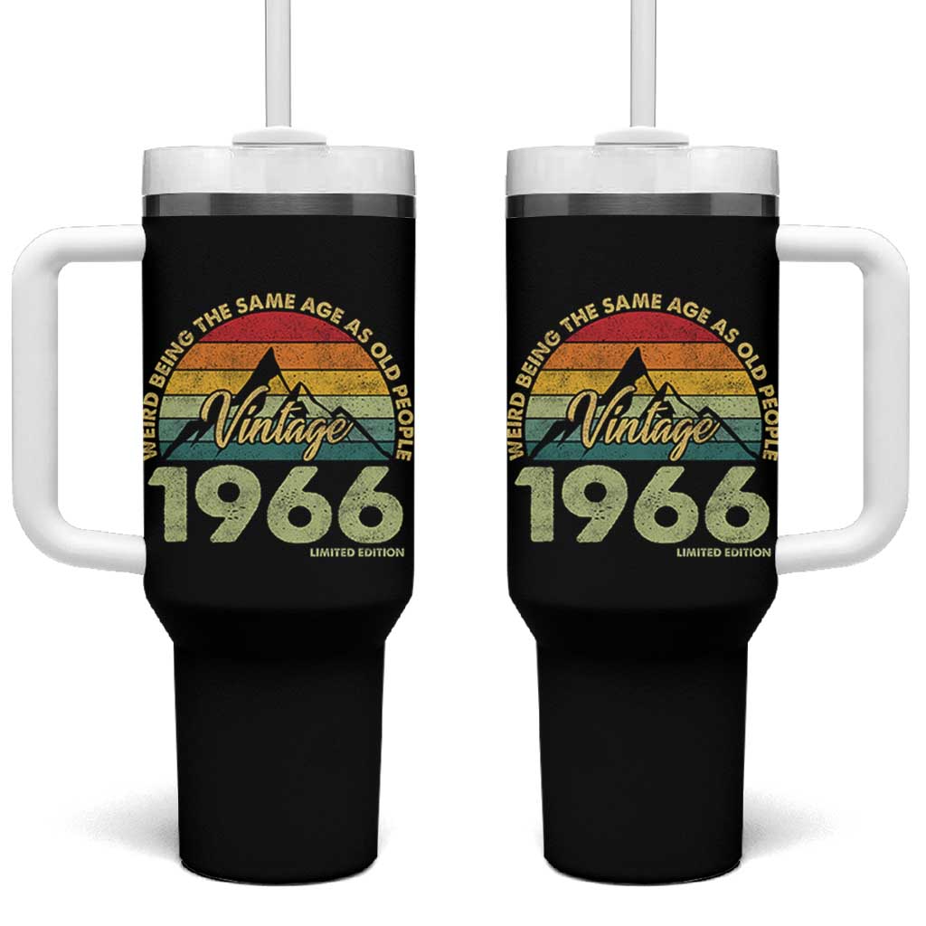 60th Birthday Tumbler With Handle Vintage 1966 Weird Being the Same Age as Old People 60 Year Old Gift