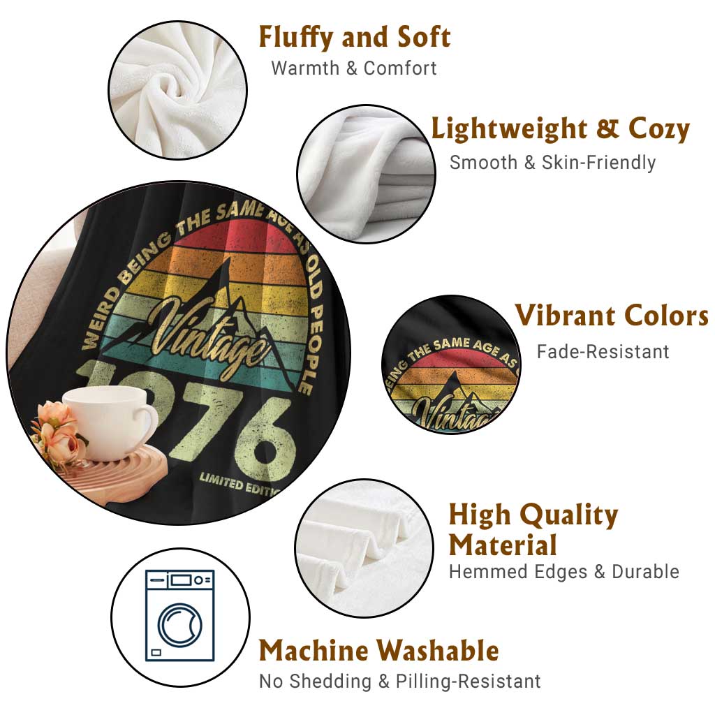 50th Birthday Throw Blanket Vintage 1976 Weird Being the Same Age as Old People 50 Year Old Gift