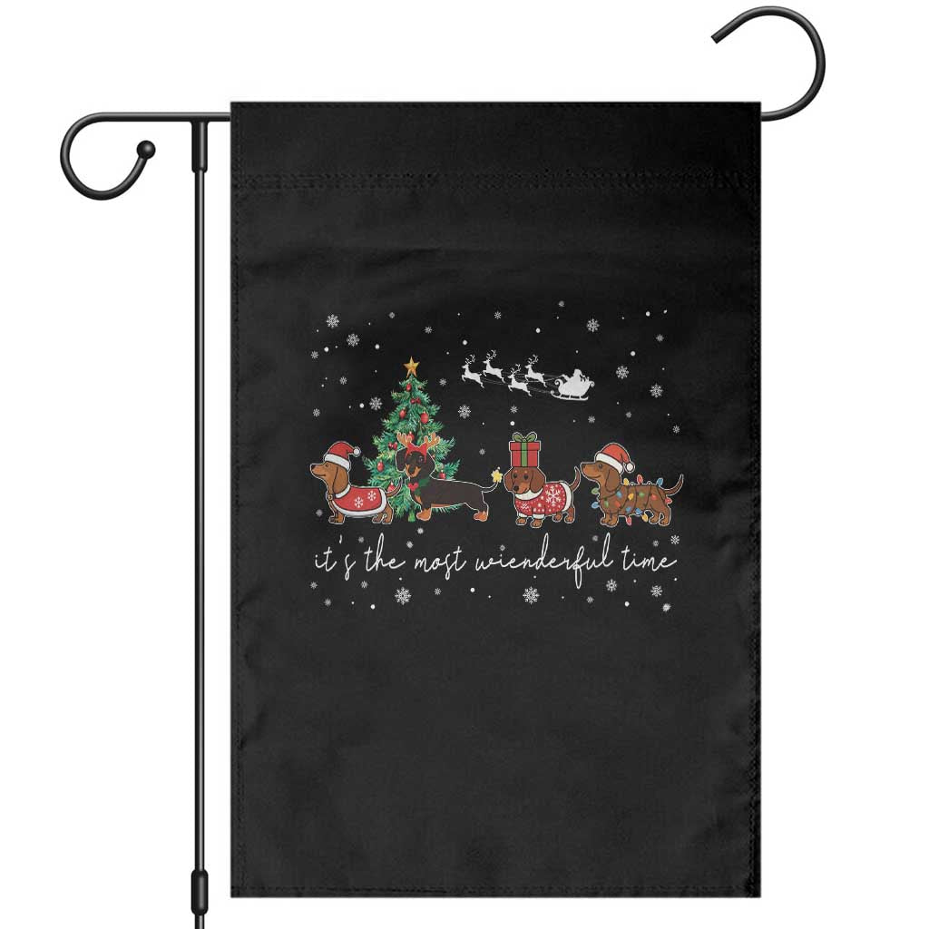 Dachshund Christmas Garden Flag Funny Weiner Dog Lovers Its The Most Wienderful Time - Wonder Print Shop