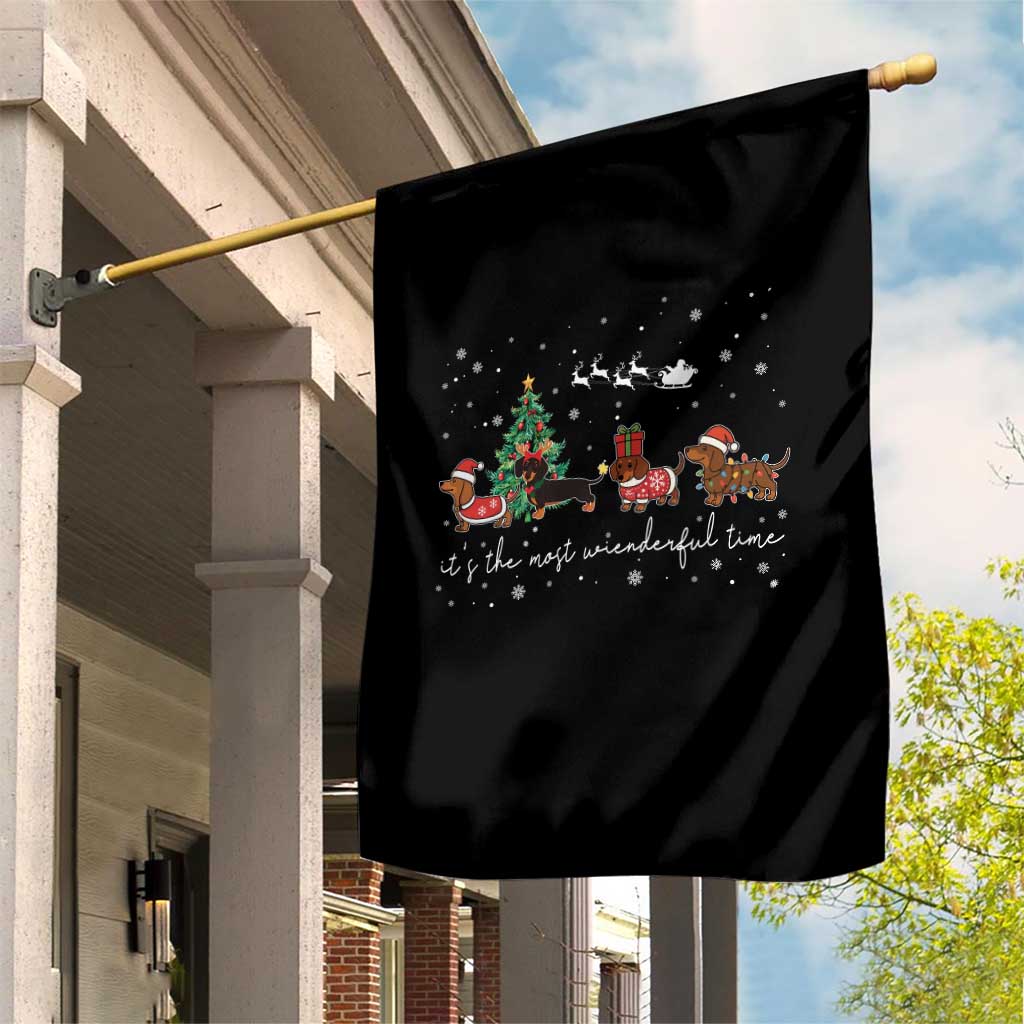 Dachshund Christmas Garden Flag Funny Weiner Dog Lovers Its The Most Wienderful Time - Wonder Print Shop