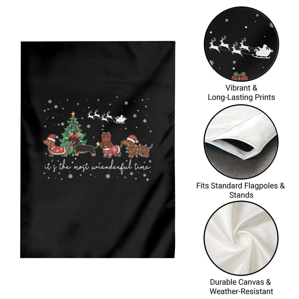 Dachshund Christmas Garden Flag Funny Weiner Dog Lovers Its The Most Wienderful Time - Wonder Print Shop