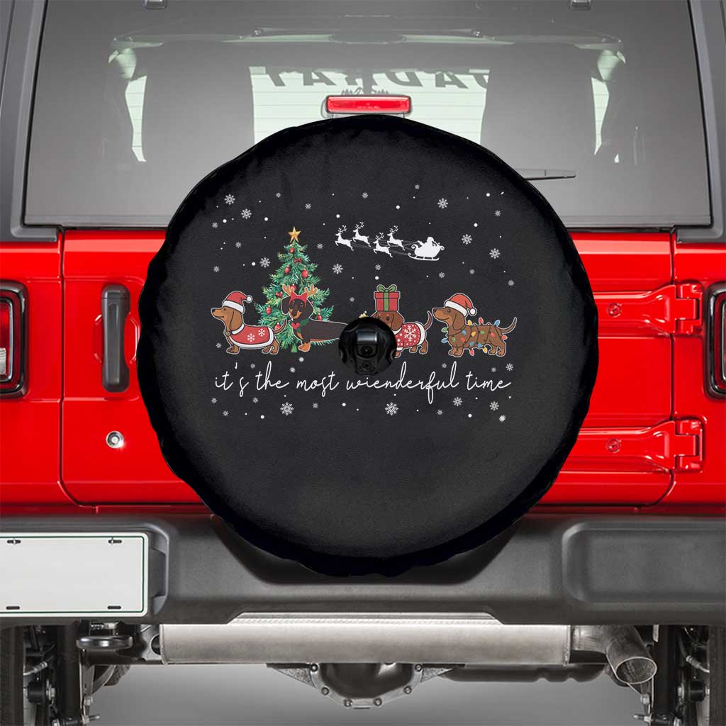 Dachshund Christmas Spare Tire Cover Funny Weiner Dog Lovers Its The Most Wienderful Time - Wonder Print Shop