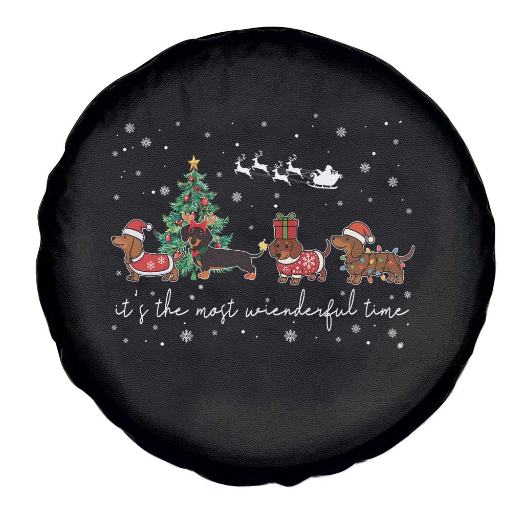 Dachshund Christmas Spare Tire Cover Funny Weiner Dog Lovers Its The Most Wienderful Time - Wonder Print Shop