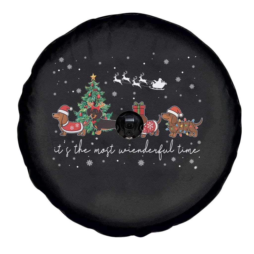 Dachshund Christmas Spare Tire Cover Funny Weiner Dog Lovers Its The Most Wienderful Time - Wonder Print Shop
