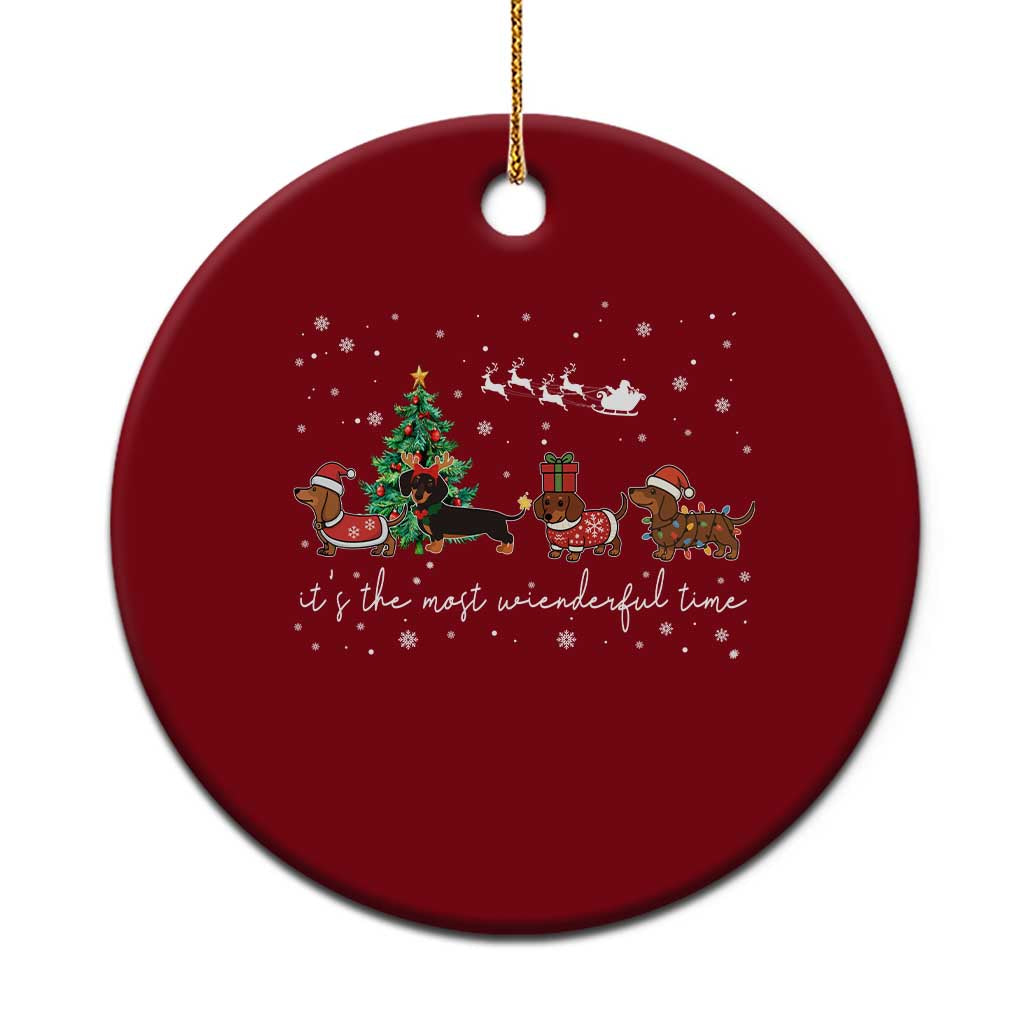 Dachshund Christmas Ceramic Ornament Funny Weiner Dog Lovers Its The Most Wienderful Time - Wonder Print Shop