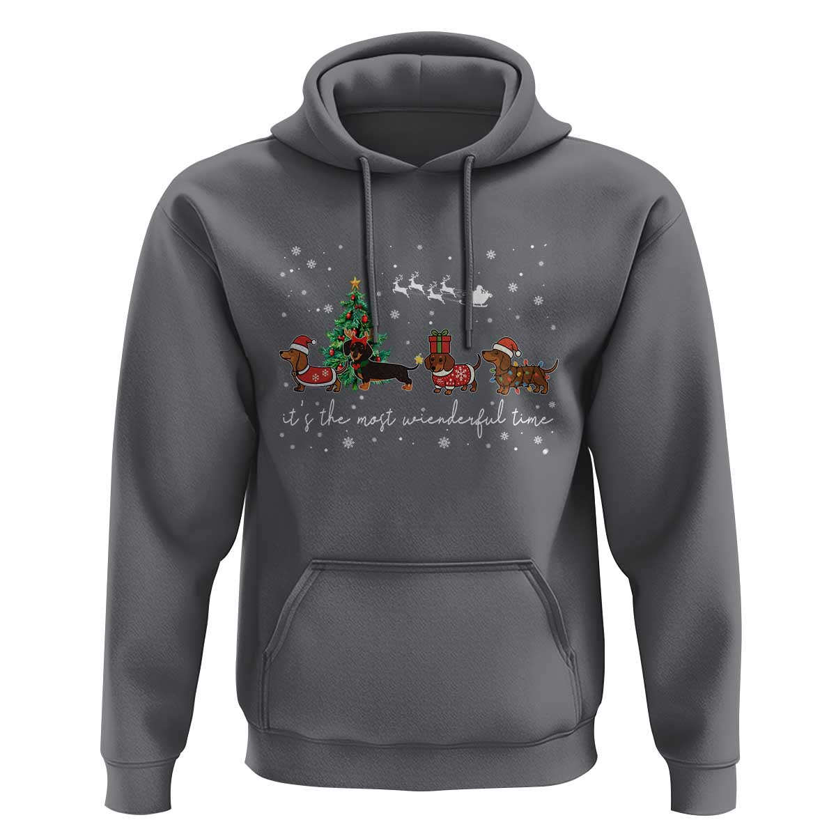 Dachshund Christmas Hoodie Funny Weiner Dog Lovers Its The Most Wienderful Time - Wonder Print Shop