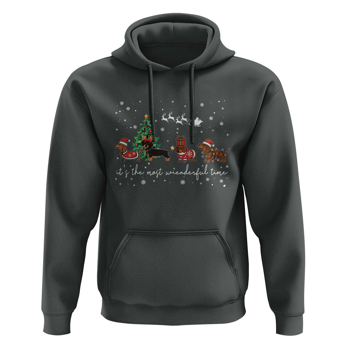 Dachshund Christmas Hoodie Funny Weiner Dog Lovers Its The Most Wienderful Time - Wonder Print Shop