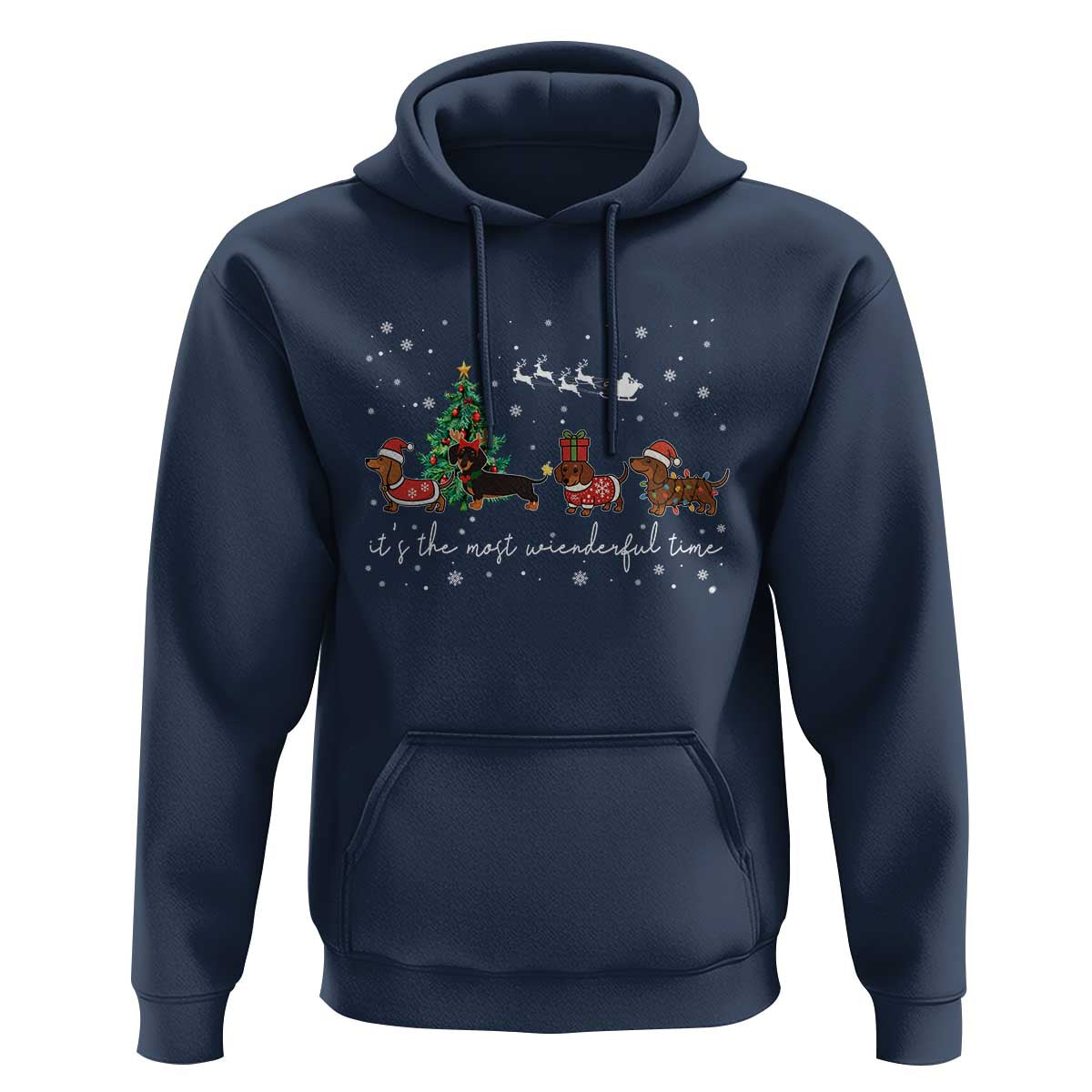 Dachshund Christmas Hoodie Funny Weiner Dog Lovers Its The Most Wienderful Time - Wonder Print Shop