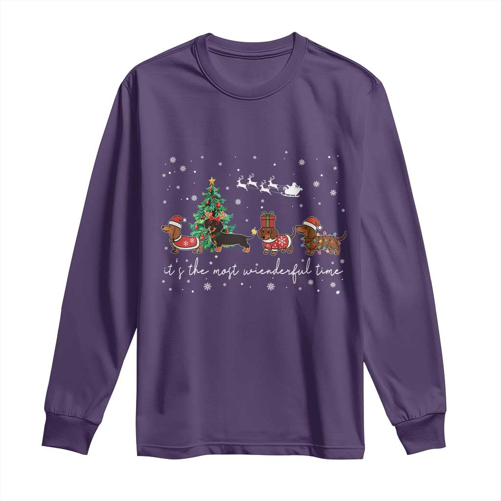 Dachshund Christmas Long Sleeve Shirt Funny Weiner Dog Lovers Its The Most Wienderful Time - Wonder Print Shop