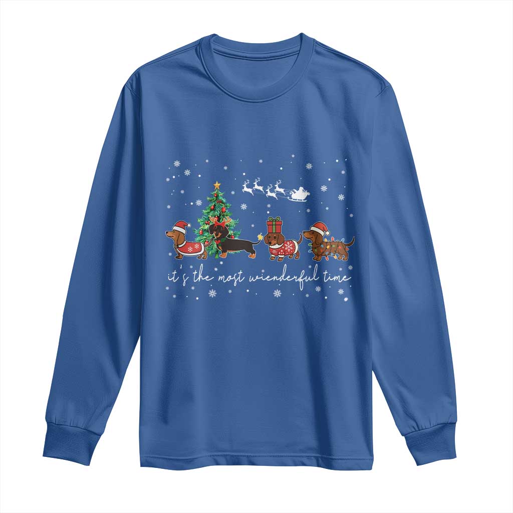 Dachshund Christmas Long Sleeve Shirt Funny Weiner Dog Lovers Its The Most Wienderful Time - Wonder Print Shop