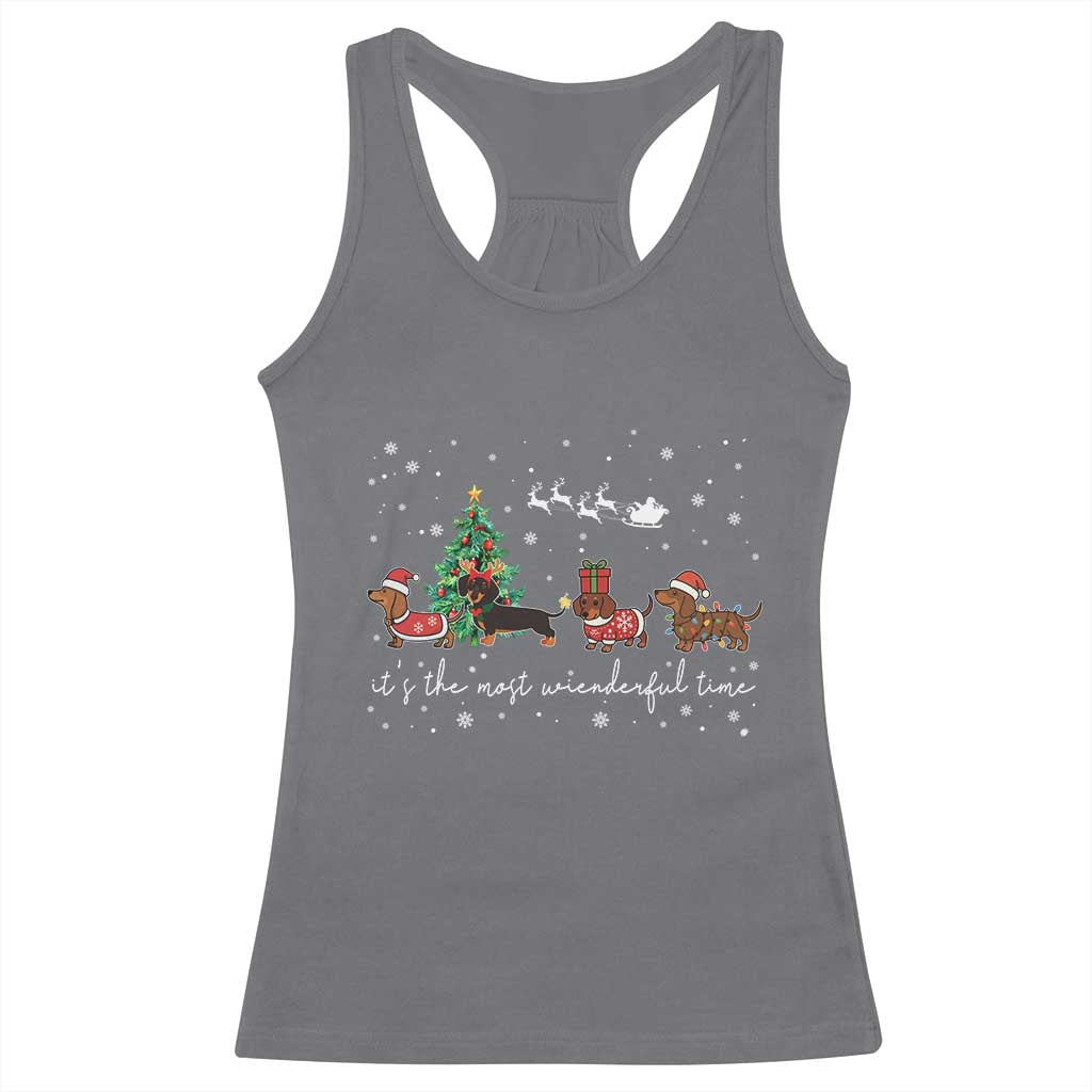 Dachshund Christmas Racerback Tank Top Funny Weiner Dog Lovers Its The Most Wienderful Time - Wonder Print Shop